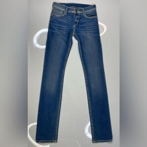 True Religion Cora Mid Rise Straight Denim Jeans Women Size 26 X 32 Neptune Blue
